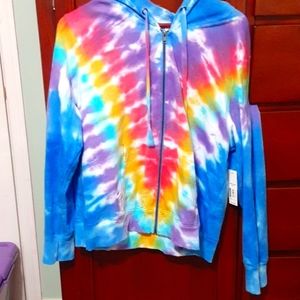 Tie Dye Ladies Full Zip Up Sweatshirt XXXL NWT